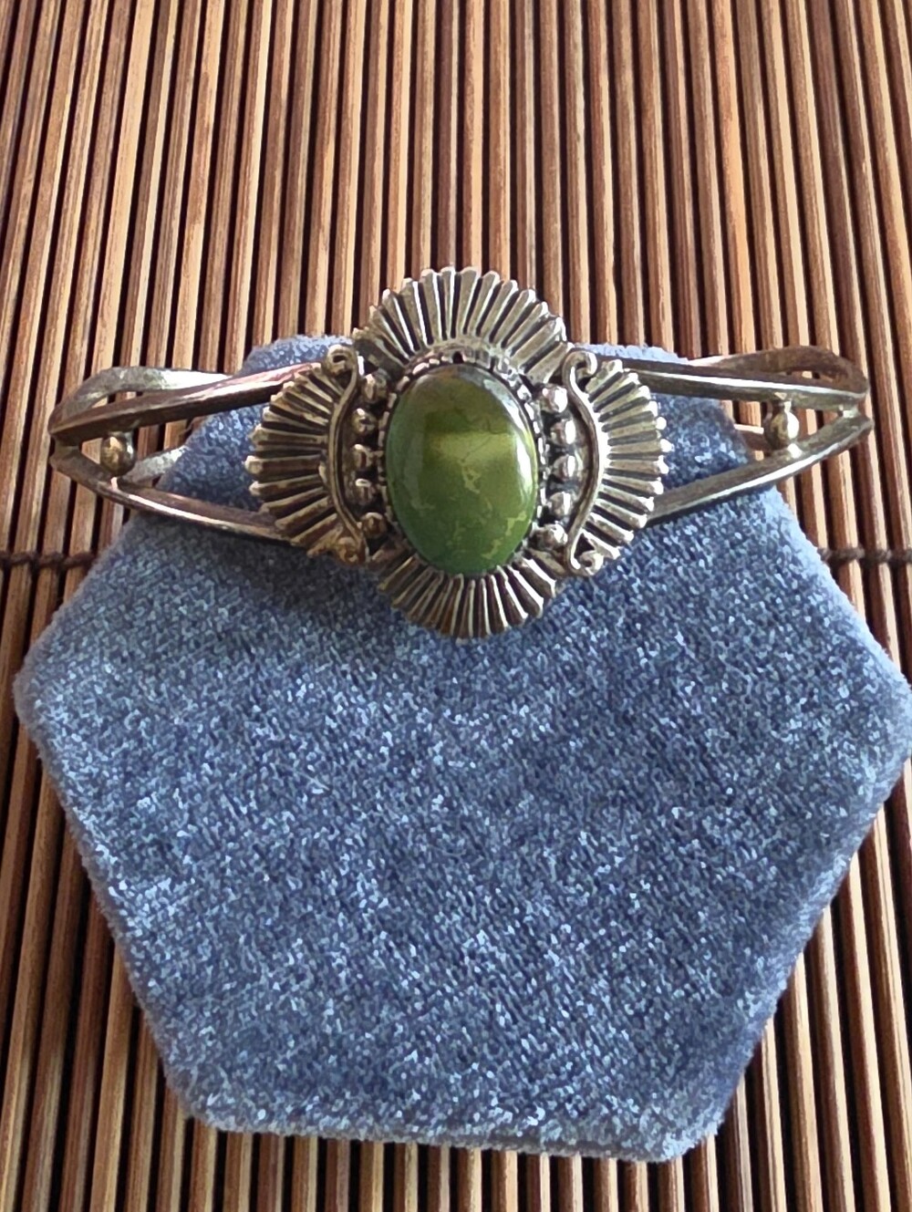 Sterling Silver Navajo Green Turquoise Cuff Bracelet (Vintage)